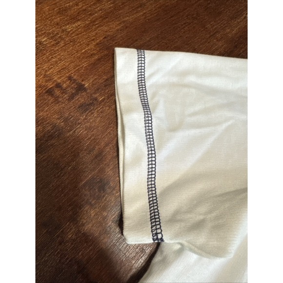 Sport Savvy T-shirt Stretch Jersey Scoop Neck White With Navy Stitching - Picture 5 of 14